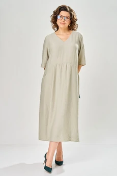 Платье 2182 бежево-серый Diamant