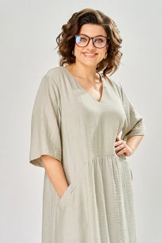 Платье 2182 бежево-серый Diamant