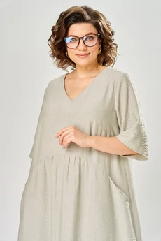 Платье 2182 бежево-серый Diamant