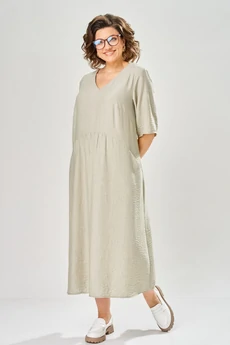 Платье 2182 бежево-серый Diamant