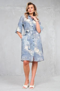 Платье 1733-6 голубой + серый Erika