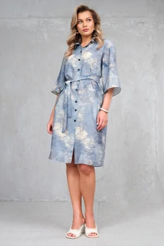 Платье 1733-6 голубой + серый Erika