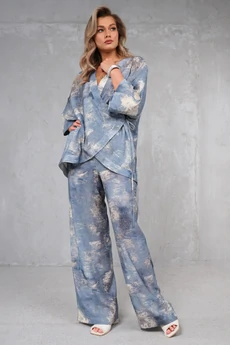 Брюки 1735-6 голубой + серый Erika