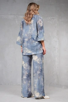 Брюки 1735-6 голубой + серый Erika