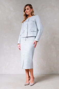 Костюм с юбкой 1753 голубой Erika