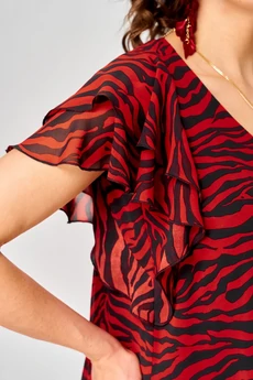 Блузка 145 принт зебра + красный EVA GRANT