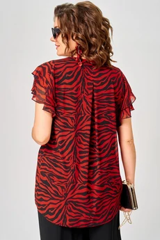 Блузка 145 принт зебра + красный EVA GRANT