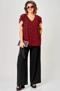 Блузка 145 принт зебра + красный EVA GRANT