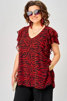 Блузка 145 принт зебра + красный EVA GRANT