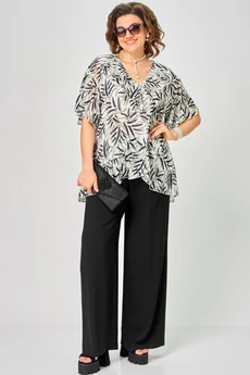 Блузка 198-1 принт листики EVA GRANT