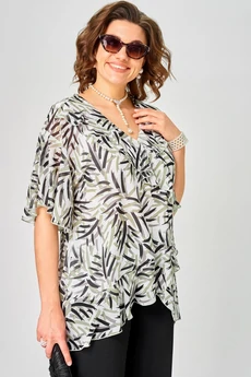 Блузка 198-1 принт листики EVA GRANT