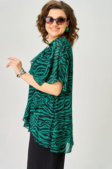 Блузка 198-1 принт изумруд EVA GRANT