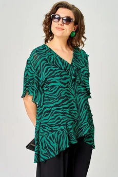 Блузка 198-1 принт изумруд EVA GRANT