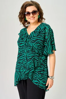 Блузка 198-1 принт изумруд EVA GRANT