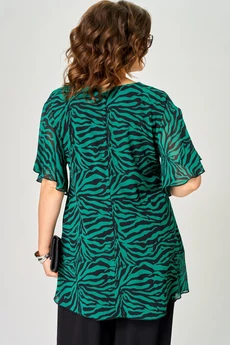 Блузка 198-1 принт изумруд EVA GRANT