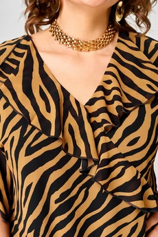 Блузка 198-1 принт зебра + кофе EVA GRANT