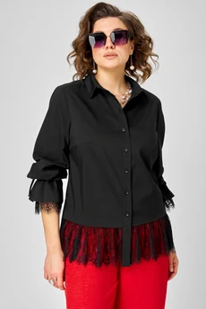 Блузка 5002 черный с кружевом EVA GRANT