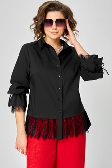 Блузка 5002 черный с кружевом EVA GRANT