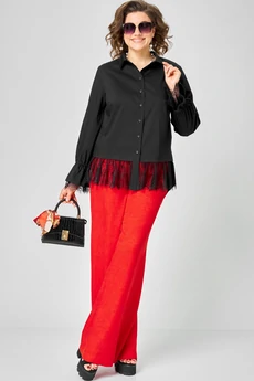 Блузка 5002 черный с кружевом EVA GRANT