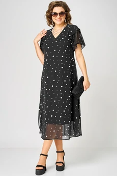 Платье 7116А черный горох EVA GRANT