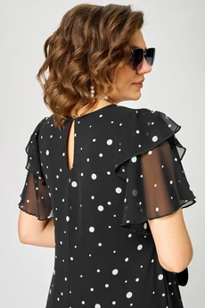 Платье 7116А черный горох EVA GRANT