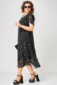 Платье 7116А черный горох EVA GRANT