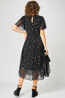 Платье 7116А черный горох EVA GRANT