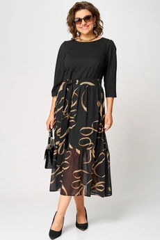 Платье 7216С черный + принт EVA GRANT