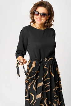 Платье 7216С черный + принт EVA GRANT
