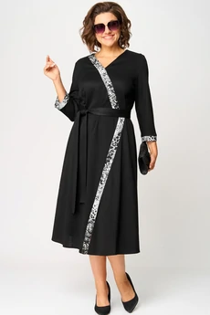 Платье 7220Н черный + серый EVA GRANT