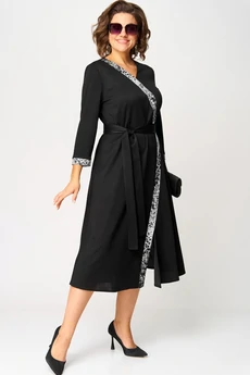 Платье 7220Н черный + серый EVA GRANT