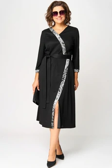 Платье 7220Н черный + серый EVA GRANT