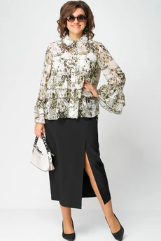 Блузка 7221 принт олива EVA GRANT