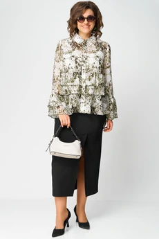 Блузка 7221 принт олива EVA GRANT