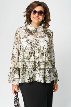 Блузка 7221 принт олива EVA GRANT