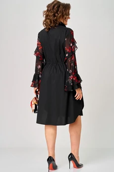 Платье 7229 черный + принт EVA GRANT