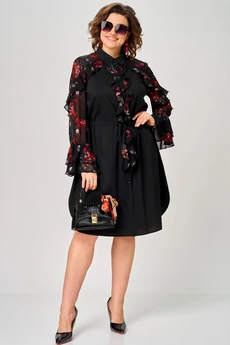 Платье 7229 черный + принт EVA GRANT