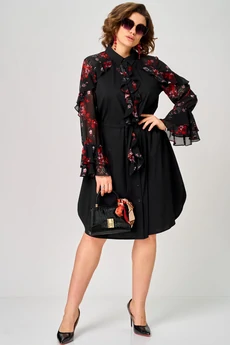 Платье 7229 черный + принт EVA GRANT