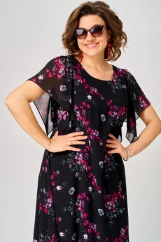 Платье  7236 черный+фуксия EVA GRANT