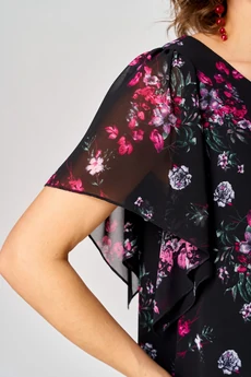 Платье  7236 черный+фуксия EVA GRANT