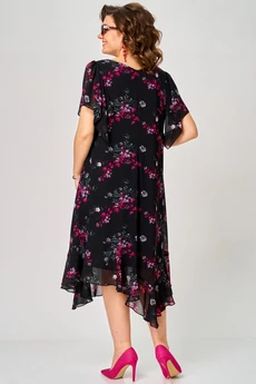 Платье  7236 черный+фуксия EVA GRANT