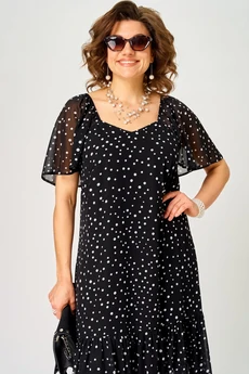 Платье 7246 черный в горох EVA GRANT