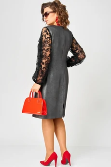 Платье 7284С графит + черный EVA GRANT