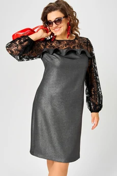 Платье 7284С графит + черный EVA GRANT