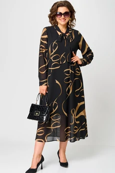 Платье 7293 черный с принтом EVA GRANT