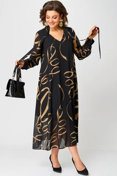 Платье 7293 черный с принтом EVA GRANT