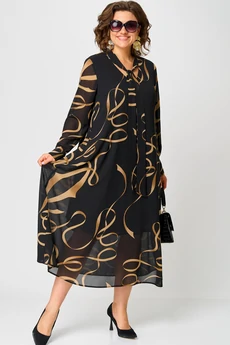 Платье 7293 черный с принтом EVA GRANT