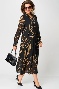 Платье 7293 черный с принтом EVA GRANT