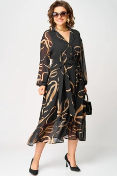 Платье 7322 черный с принтом EVA GRANT