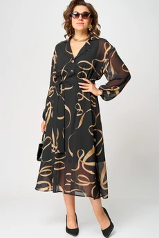Платье 7322 черный с принтом EVA GRANT